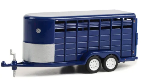 Anhänger 14-Foot Livestock Trailer, dunkelblau, 1:64, Greenlight