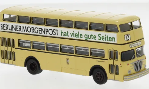 Büssing D2U Doppeldecker, 1960, BVG - Berliner Morgenpost, 1:87, Brekina