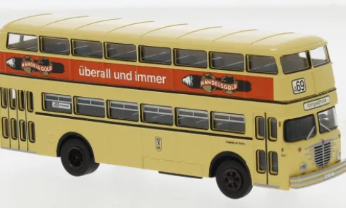 Büssing D2U Doppeldecker, 1960, BVG - Handelsgold, 1:87, Brekina