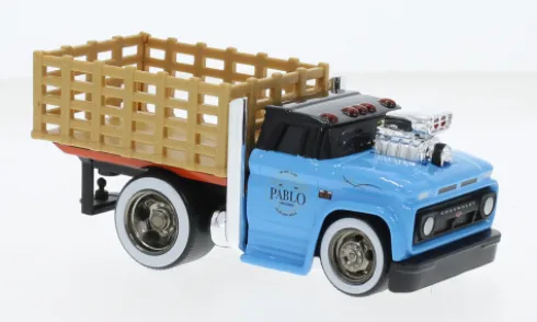 Chevrolet C60 Stakebed, blau/schwarz, 1966, 1:64, Maisto