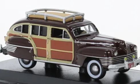 Chrysler Town & Country Woody Wagon, dunkelrot/Holzoptik, 1942, 1:87, Oxford