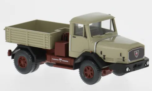 Faun Schwerlastzugmaschine, dunkelbeige/dunkelrot, 1965, 1:87, Wiking