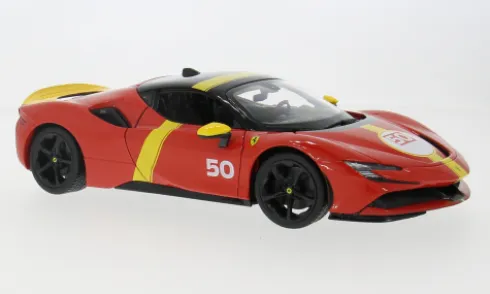 Ferrari SF90 Stradale, rot/gelb, Le Mans, 1:18, Bburago