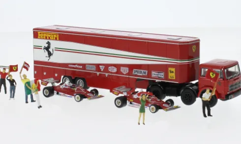 Fiat 691 T Renntransport-SZ Set, 1977, Ferrari, 1:87, Brekina Starline