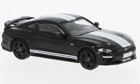 Ford Mustang GT, schwarz/weiss, 2018, 1:87, Minichamps