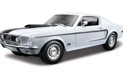 Ford Mustang GT Cobra Jet, weiss/schwarz, 1968, 1:18, Maisto