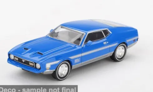 Ford Mustang Mach 1, blau, 1971, 1:64, Mini GT