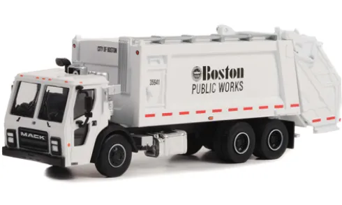 Mack LR Rear Loader Refuse Truck, 2020, Boston Public Works, 1:64, Greenlight