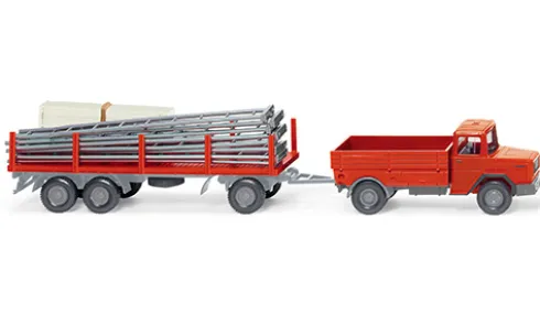 Magirus Gerüstbau-Hängerzug, rot, 1970, 1:87, Wiking