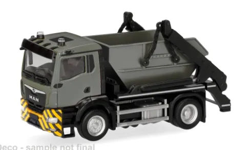 MAN TGS NN Meiller Absetzkipper AK12, dunkelgrau/gelb, 1:87, Herpa