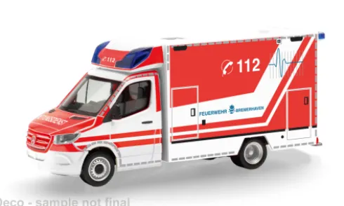 Mercedes Sprinter 18 Fahrtec RTW, Feuerwehr Bremerhaven, 1:87, Herpa