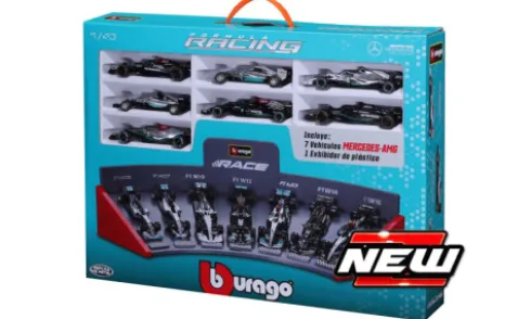 Mercedes 7 Car Set: W05 + W07 + W10 + W12 + W13 + W14 + W15, 1:43, Bburago