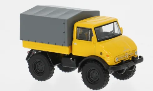 Mercedes Unimog U406, gelb/grau, 1:64, Schuco