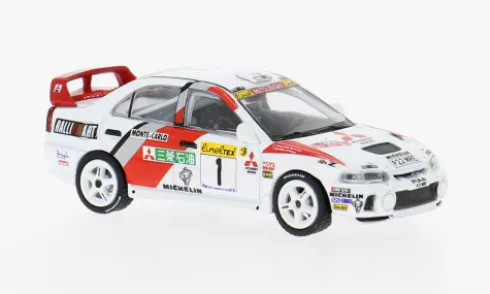 Mitsubishi Lancer GSR Evolution IV, weiss, Rallye WM, Monte Carlo, #1, T.Makinen/S.Harjanne, 1:64, Tarmac Works