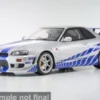 Nissan Skyline R34 GT-R, silber/blau, 2001, 1:12, Kyosho