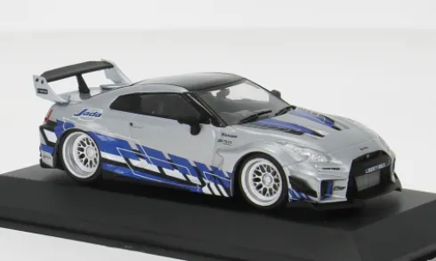 Nissan Skyline (R35) GT-R, silber/blau, 1:43, Solido
