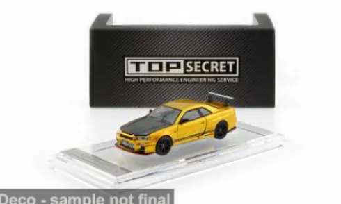 Nissan Top Secret BNR34, gelb/schwarz, HEC26-Special Edition Hobby Expo China, 1:64, BM Creations