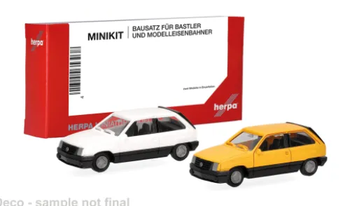 Opel 2er Set: Corsa A SR, weiss/gelb, 1:87, Herpa MiniKit