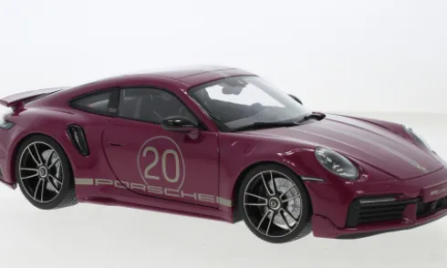 Porsche 911 (992) Turbo S Sport Design, dunkelrot, 2021, 1:18, Minichamps
