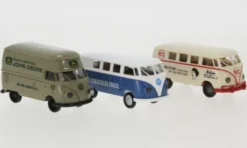 Set mit 3 VW-Bulli-Modellen, 1960, Im Einsatz in Südamerika, 1:87, Brekina