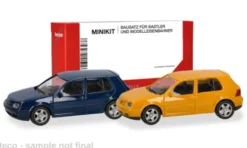 VW Golf IV, dunkelblau/gelb, 1:87, Herpa MiniKit