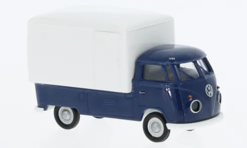 VW T1b Großraum-Koffer, dunkelblau/weiss, 1960, 1:87, Brekina