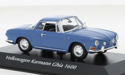 VW Karmann Ghia 1600, blau, 1966, 1:43, Maxichamps